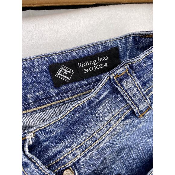 Rock And Roll Jeans Womens 30x34 (32x33) Blue Western Mid Rise Riding Bootcut - Picture 3 of 9